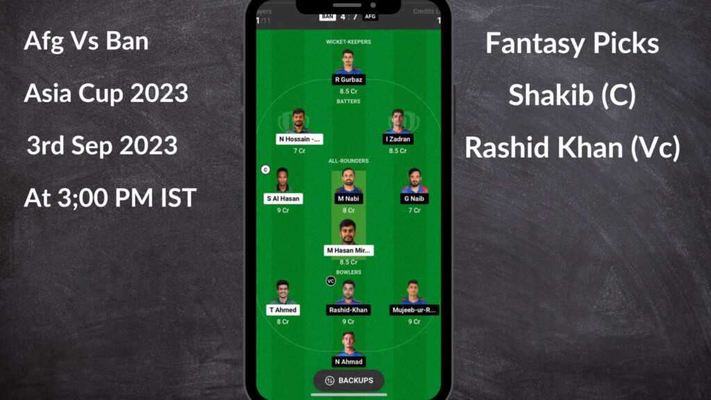 Asia Cup 2023 Bangladesh Vs Afghanistan Dream 11 team